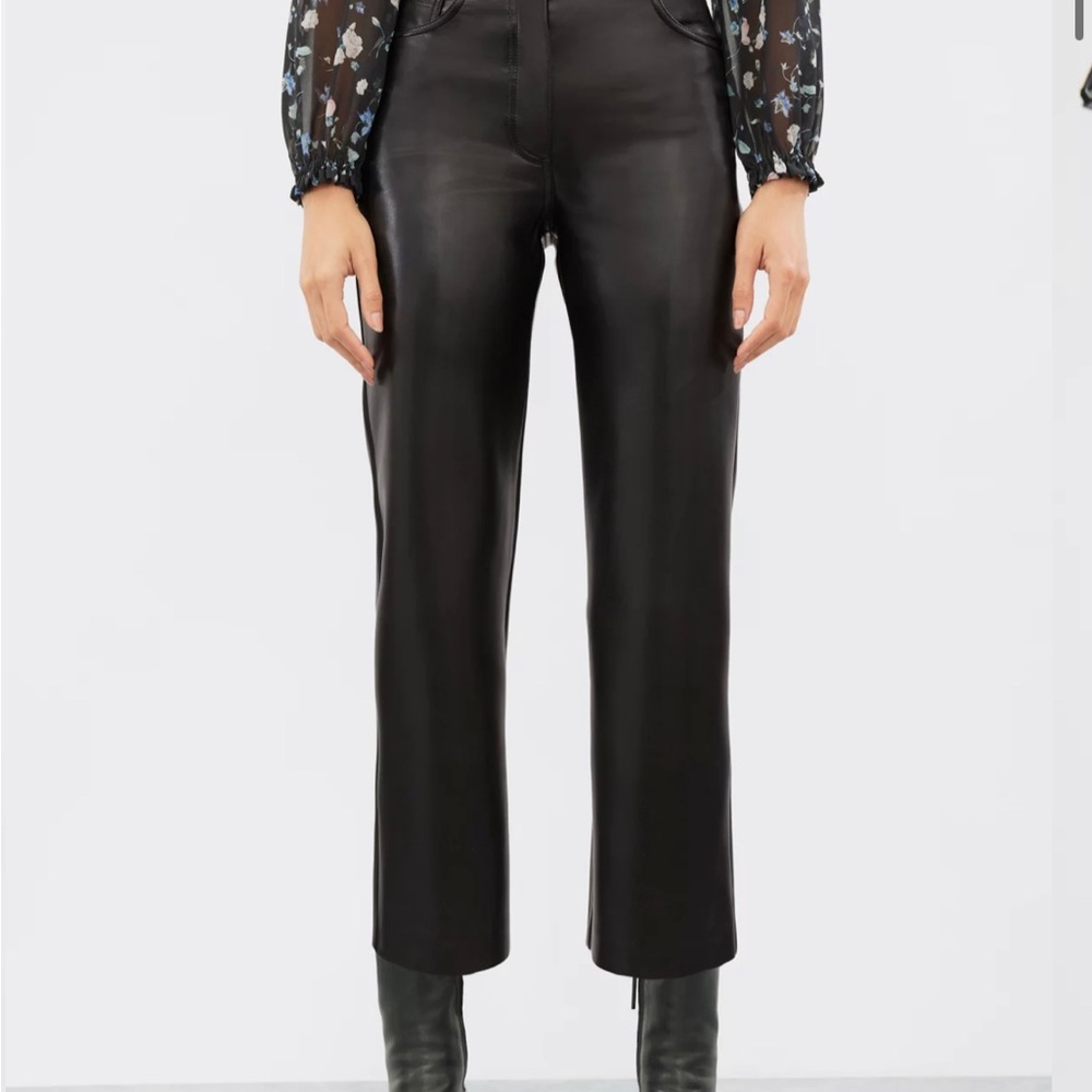 NWT Aritzia black vegan leather cropped Melina pants